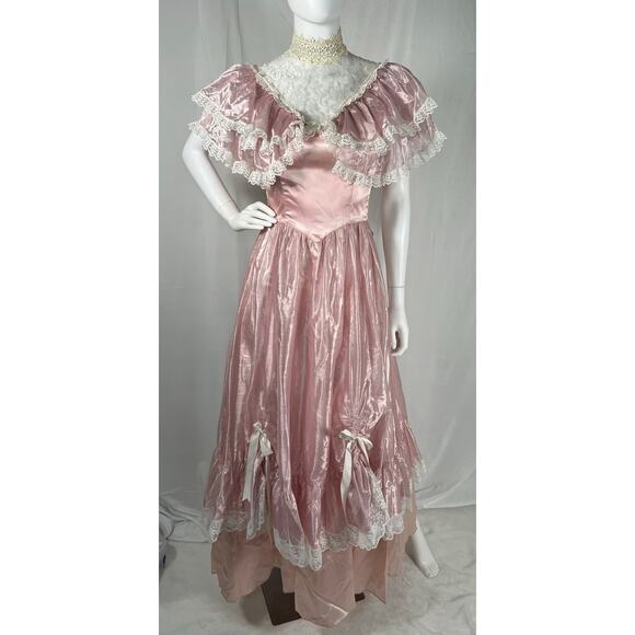 Vintage 70s/80s Gunne Sax Pink Princess Dress by Jessica McClintock Size 5 - Picture 1 of 16